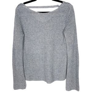 Theory Womens P XSmall Blue Lalora Linen Blend Cut Out Sweater Open Knit Cotton